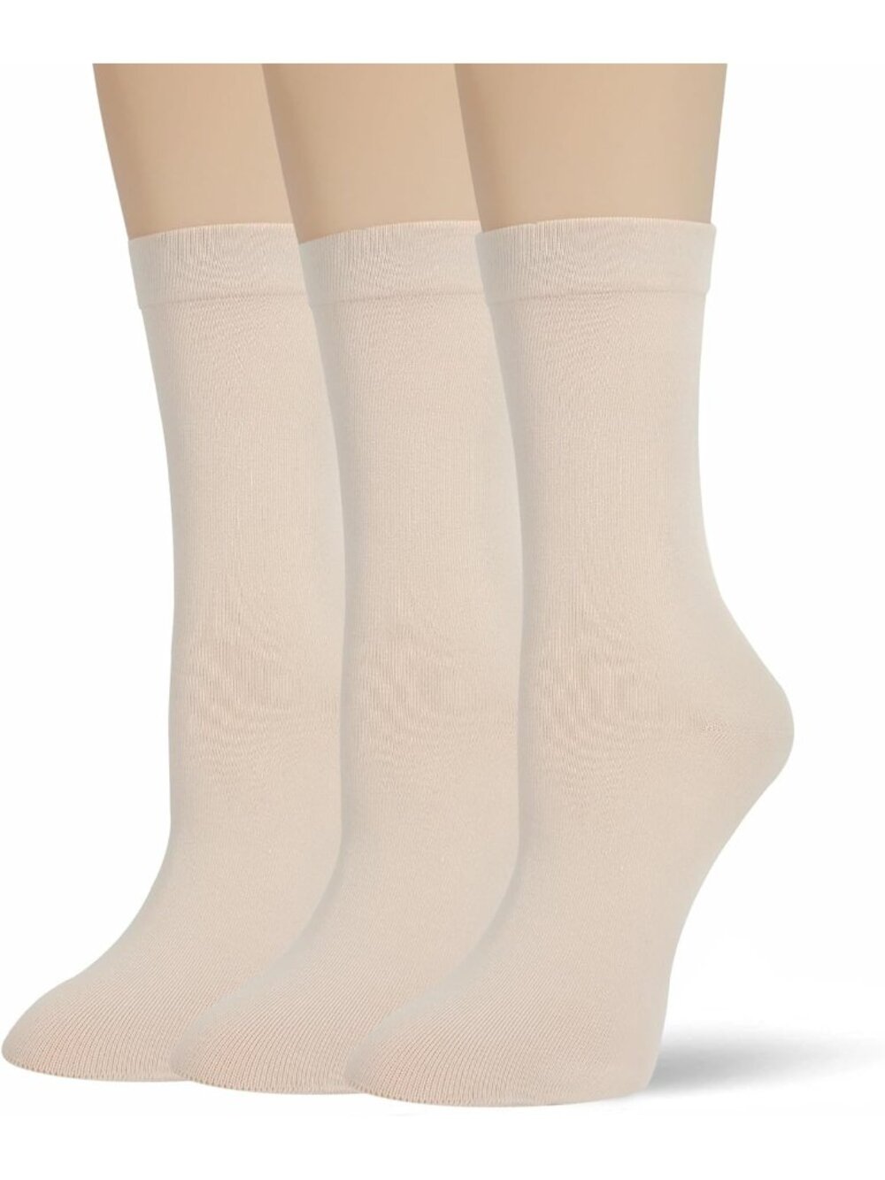 🧦Women's Light Brown 3 Pairs Thin Ladies Soft Cotton High Calf Crew Socks